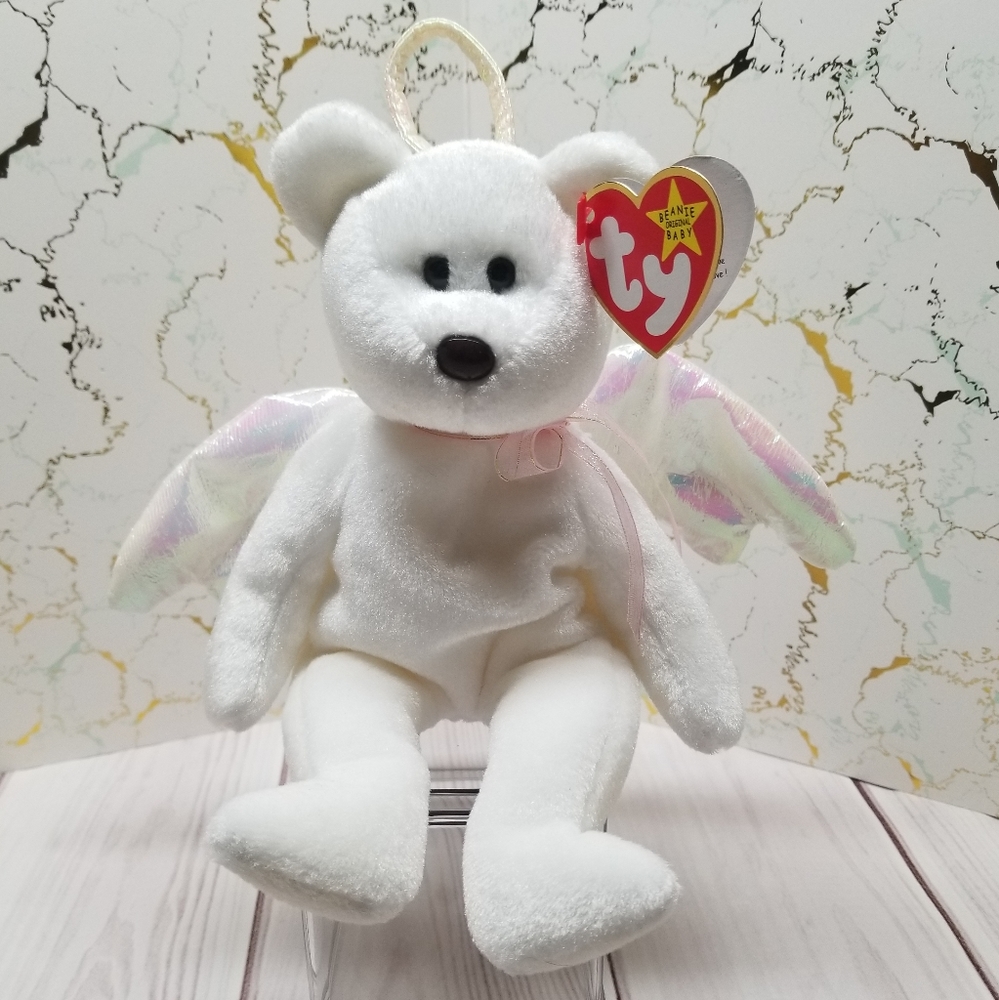 RARE Brown Nose Halo the Angel Bear TY Beanie Babies 1998 MINT Condition #481